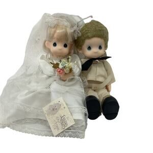 Precious Moments Preowned Bride Groom Little Girl Boy Plush Dolls Christian Toys